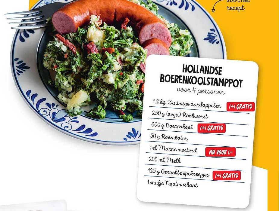 Hollandse Boerenkoolstamppot voor 4 personen