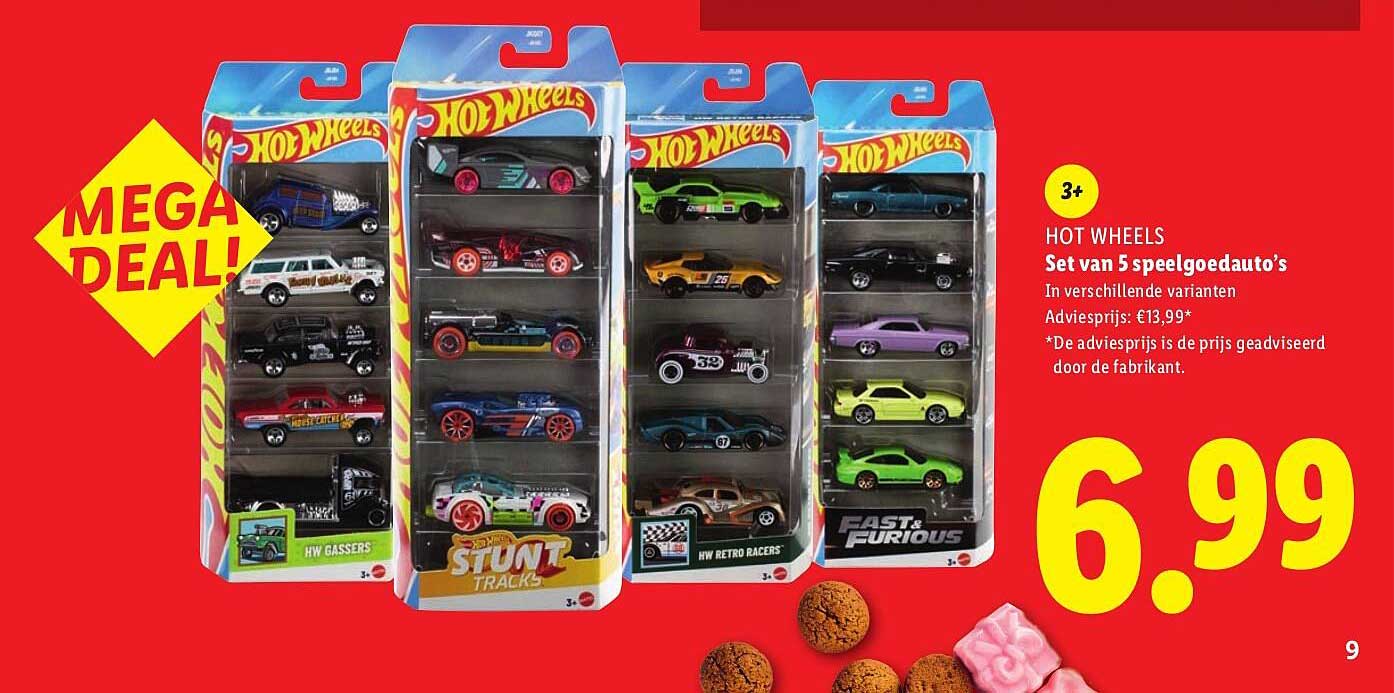 HOT WHEELS Set van 5 speelgoedauto's