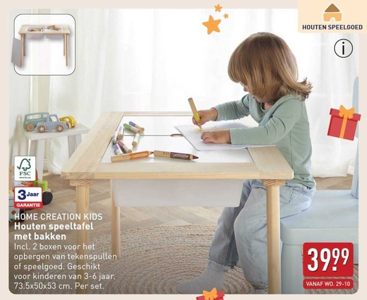 Houten speeltafel met bakken