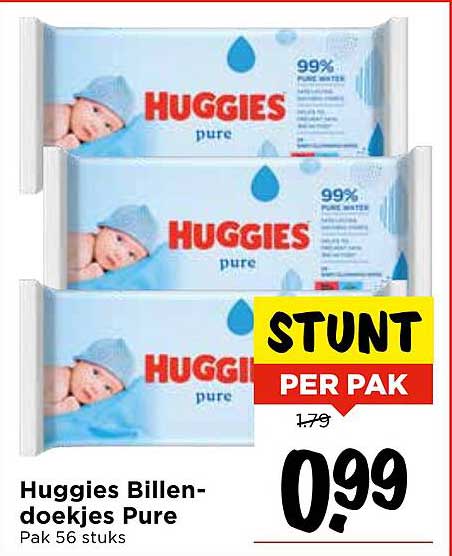 Huggies Billendoekjes Pure Pak 56 stuks