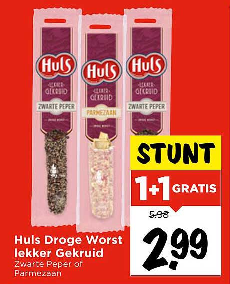 Huls Droge Worst lekker Gekruid - Zwarte Peper of Parmezaan
