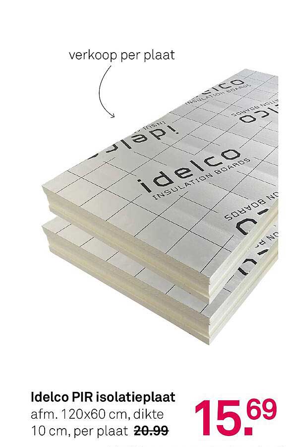 Idelco PIR isolatieplaat afm. 120x60 cm, dikte 10 cm, per plaat