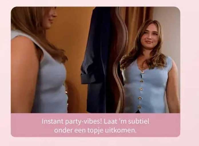 Instant party-vibes! Laat ’m subtiel onder een topje uitkomen.