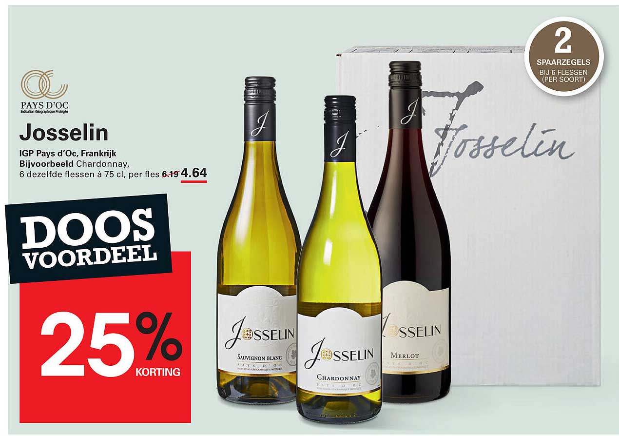 Josselin IGP Pays d'Oc, Frankrijk - 6 Flessen Chardonnay