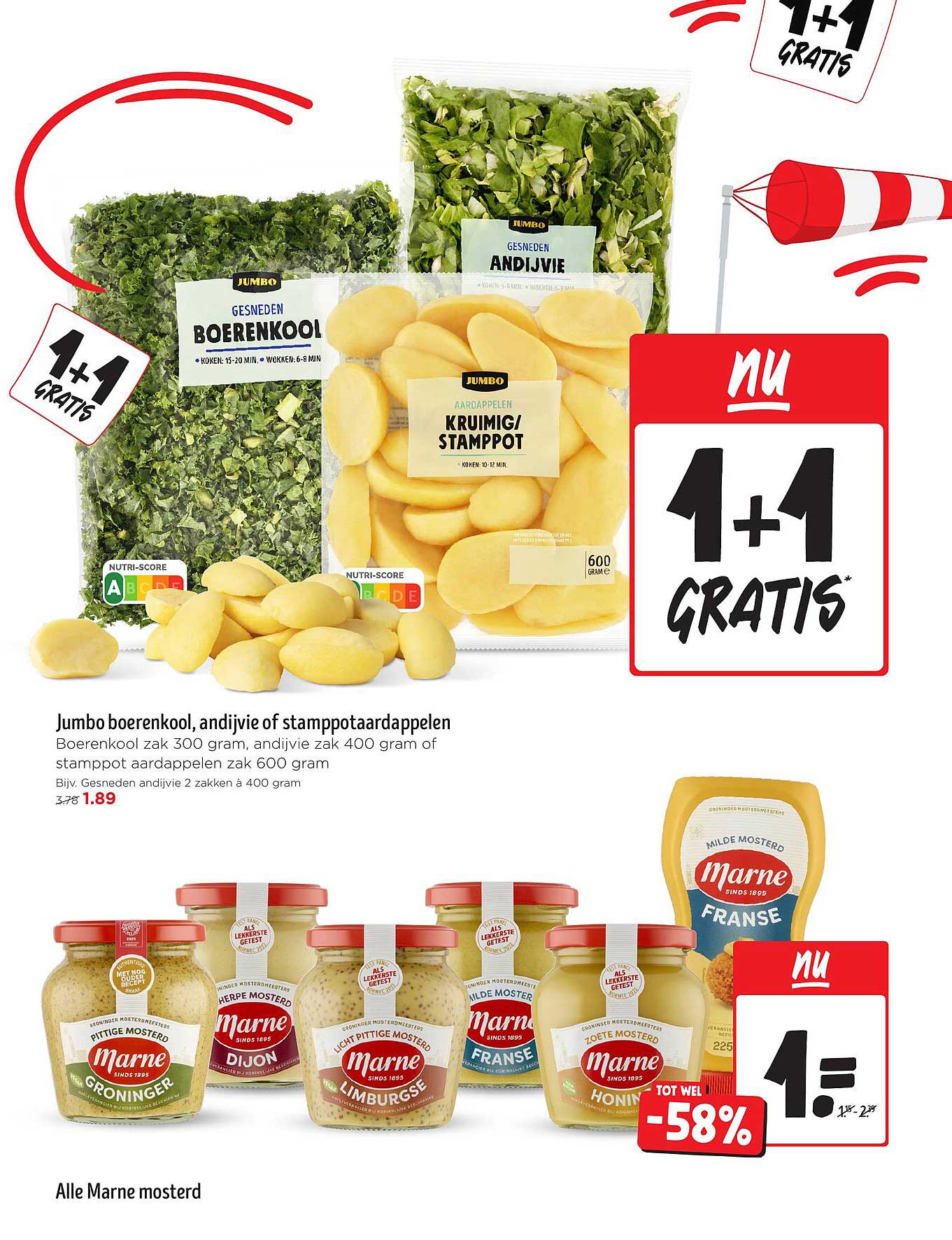 Jumbo boerenkool, andijvie of stampotaardappelen 1+1 gratis