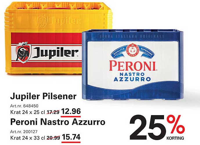 Jupiler Pilsener en Peroni Nastro Azzurro
