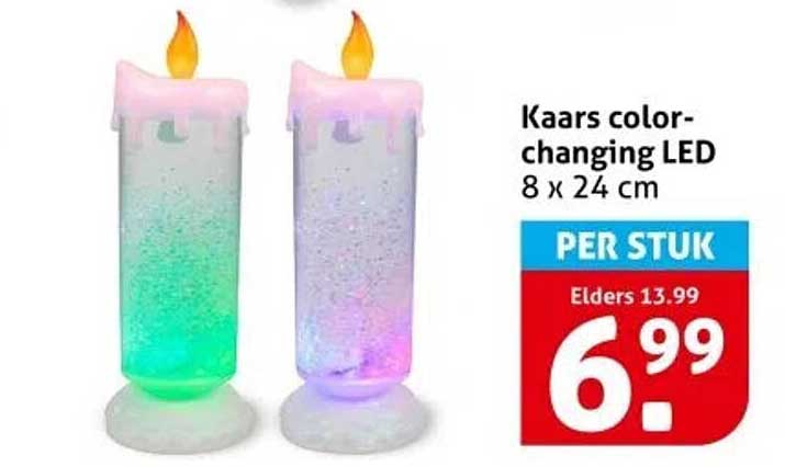 Kaars color-changing LED 8 x 24 cm