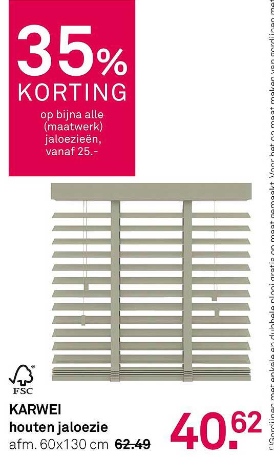 Karwei houten jaloezie 60x130 cm