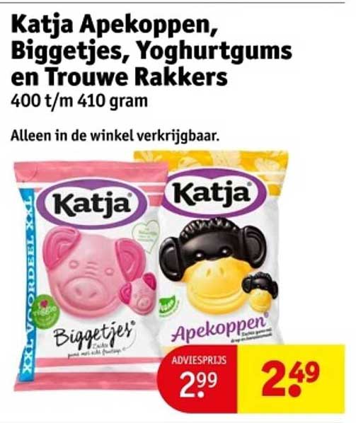 Katja Apekoppen, Biggetjes, Yoghurtgums en Trouwe Rakkers 400 t/m 410 gram