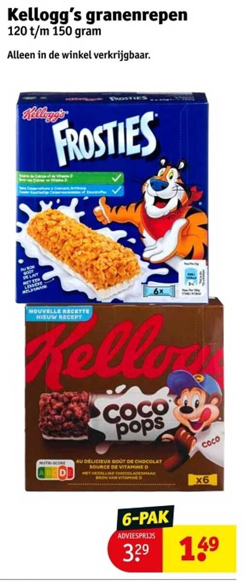 Kellogg’s granenrepen 120 t/m 150 gram