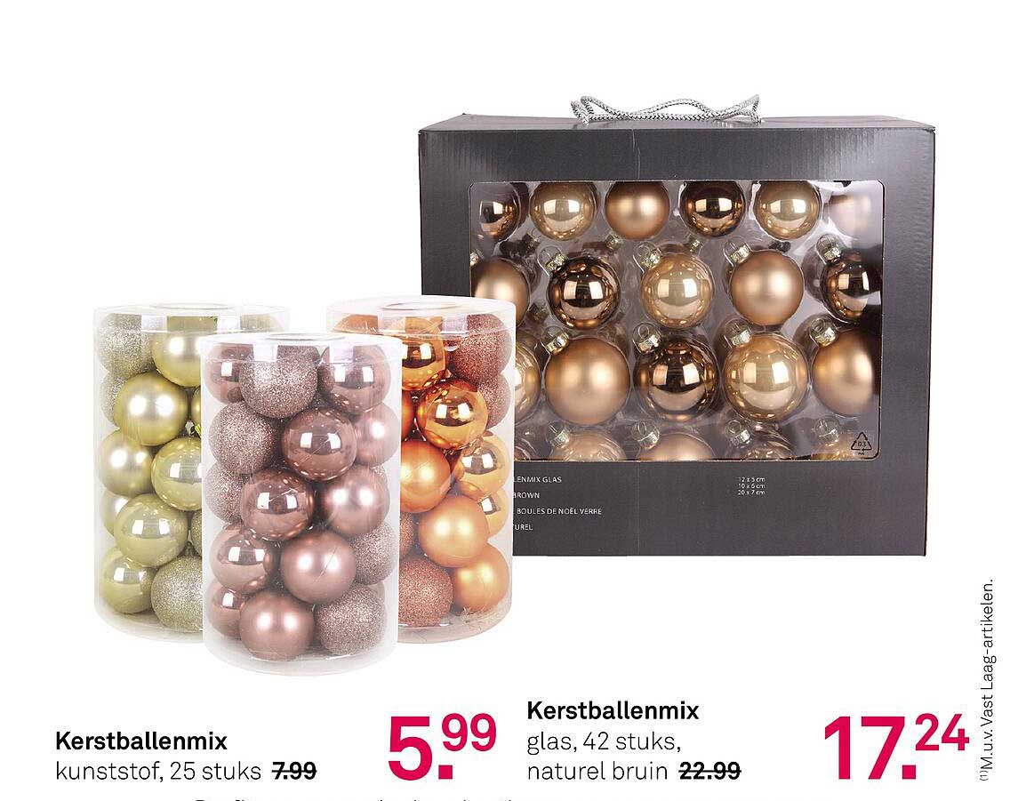 Kerstballenmix kunststof, 25 stuks - 5.99