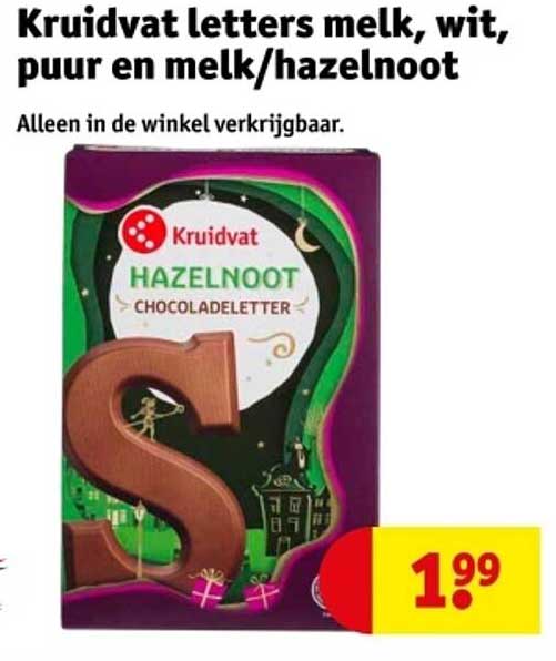 Kruidvat hazelnoot chocoladeletter