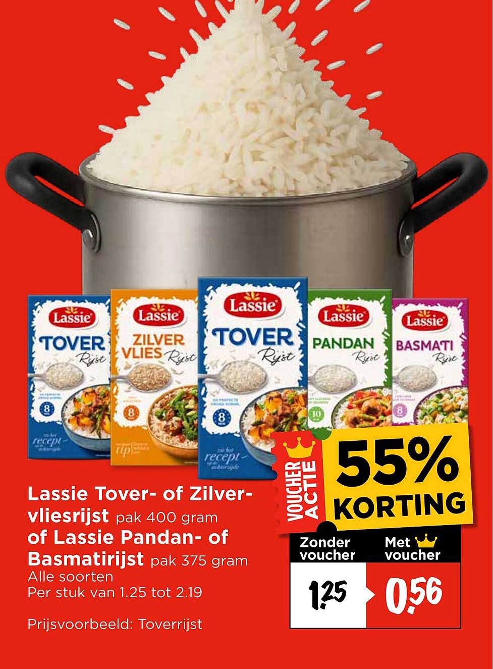 Lassie Tover- of Zilvervliesrijst pak 400 gram of Lassie Pandan- of Basmatilijst pak 375 gram