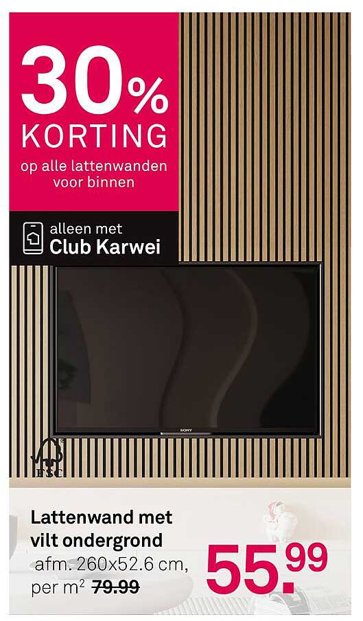 Lattenwand met vilt ondergrond