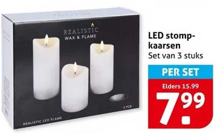 LED stomp-kaarsen Set van 3 stuks