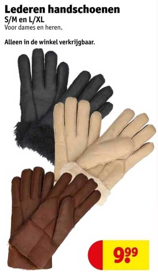 Lederen handschoenen S/M en L/XL voor dames en heren.