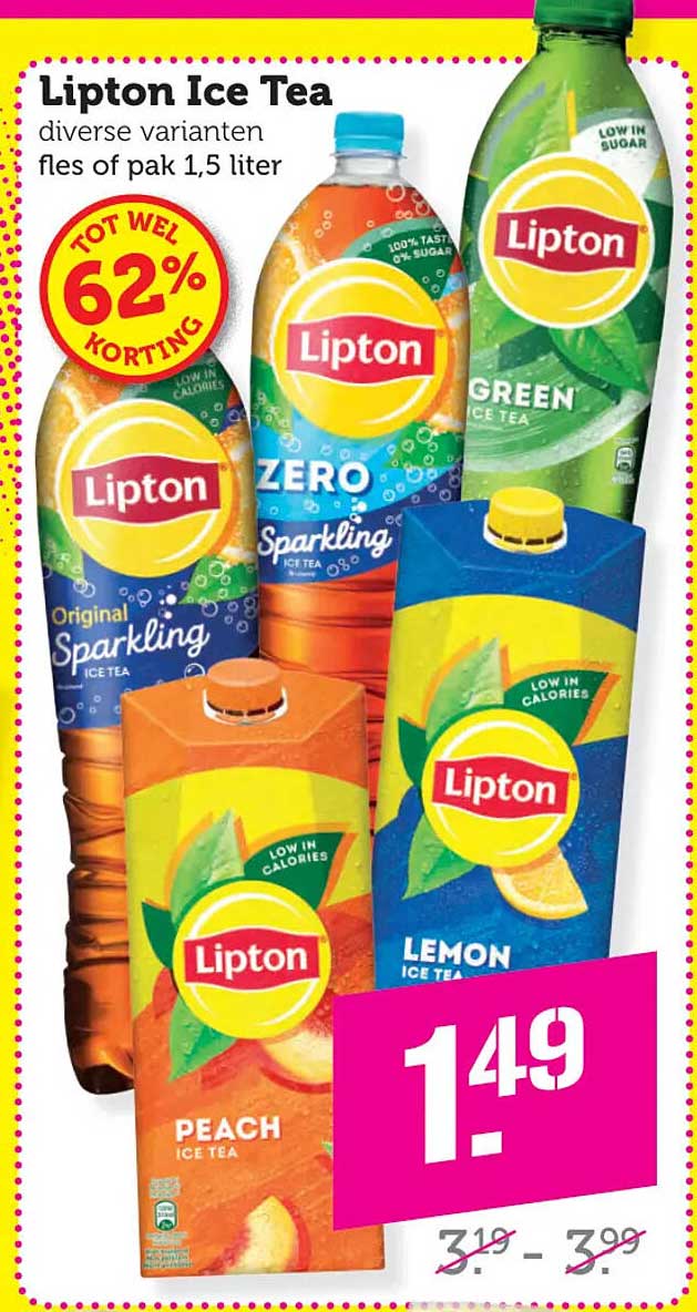 Lipton Ice Tea diverse varianten fles of pak 1,5 liter