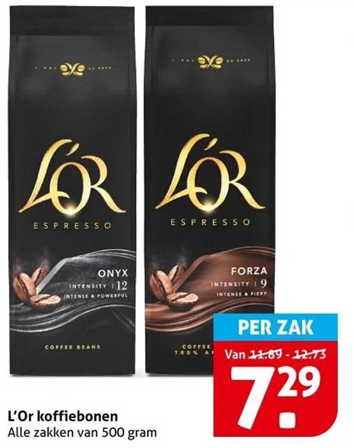 L'Or koffiebonen, Alle zakken van 500 gram