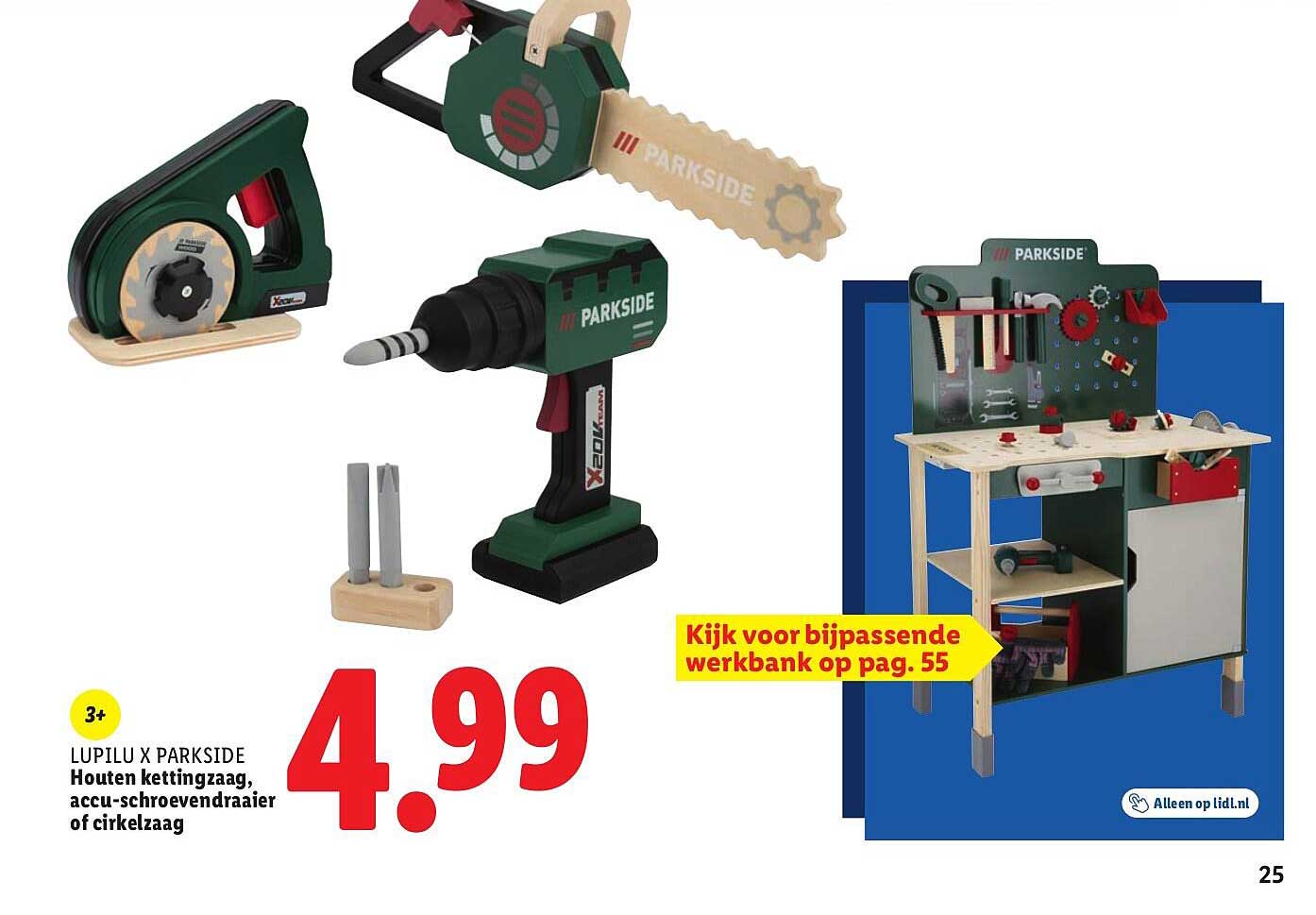 LUPILU X PARKSIDE Houten kettingzaag, accu-schroevendraaier of cirkelzaag