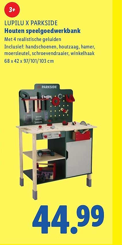LUPILU X PARKSIDE Houten speelgoedwerkbank
