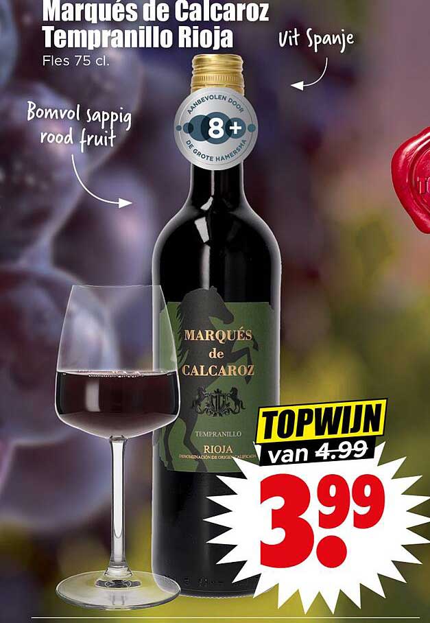 Marqués de Calcaroz Tempranillo Rioja Fles 75 cl.