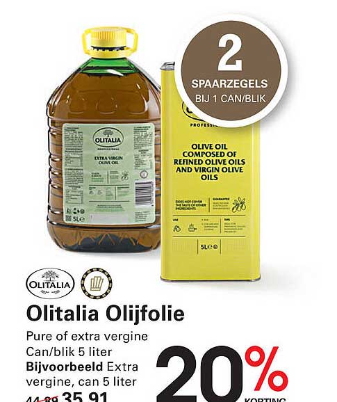 Olitalia Olijfolie Pure of extra vergine Can/blik 5 liter