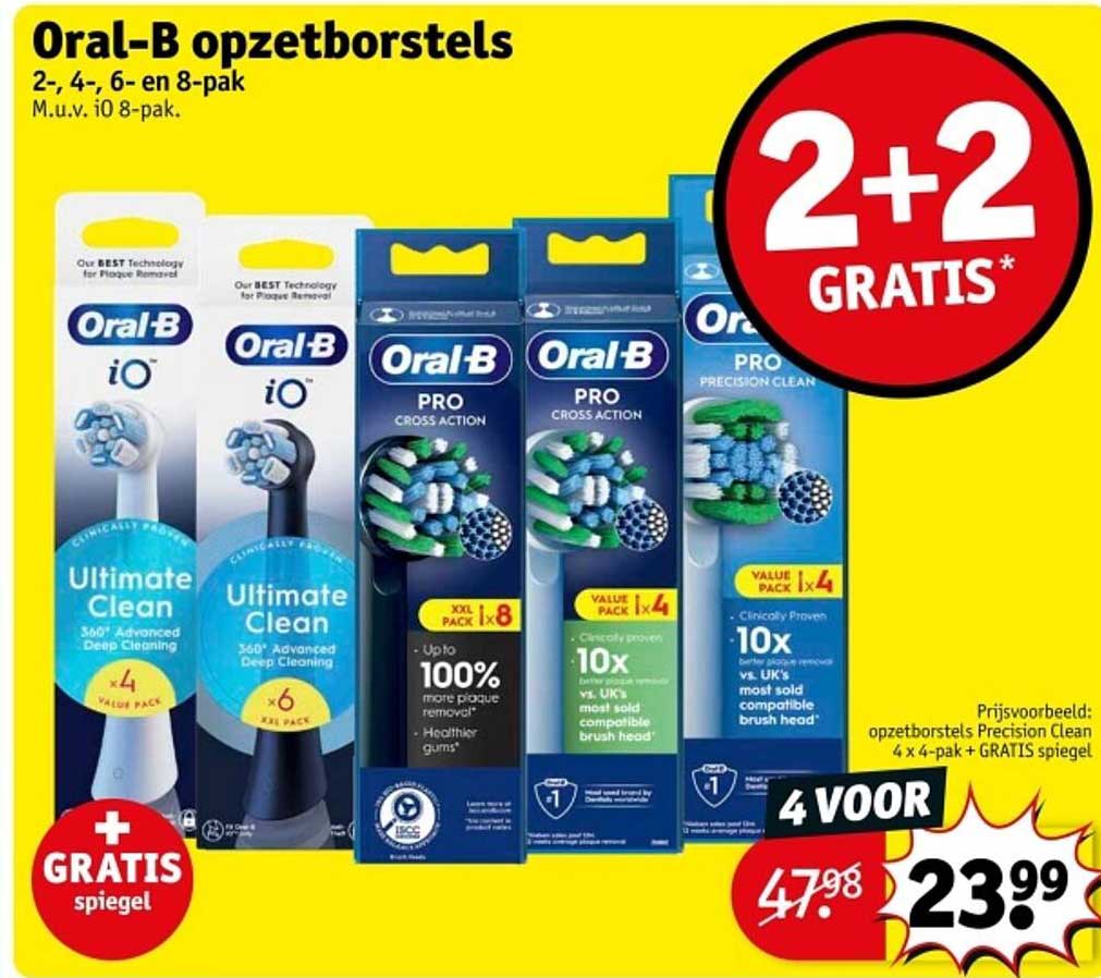 Oral-B opzetborstels 2-, 4-, 6- en 8-pak M.u.v. iO 8-pak.