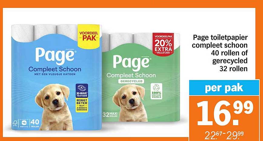 Page toiletpapier compleet schoon 40 rollen of gerecycled 32 rollen