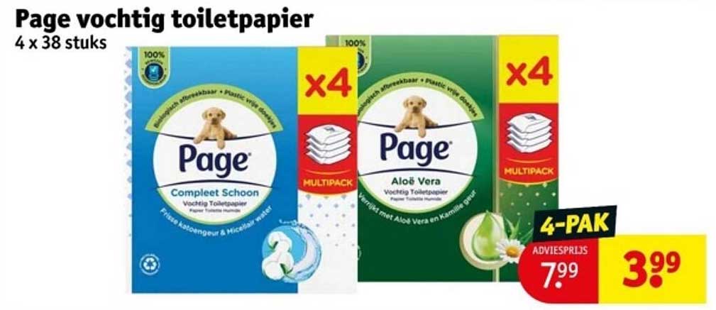 Page vochtig toiletpapier 4 x 38 stuks