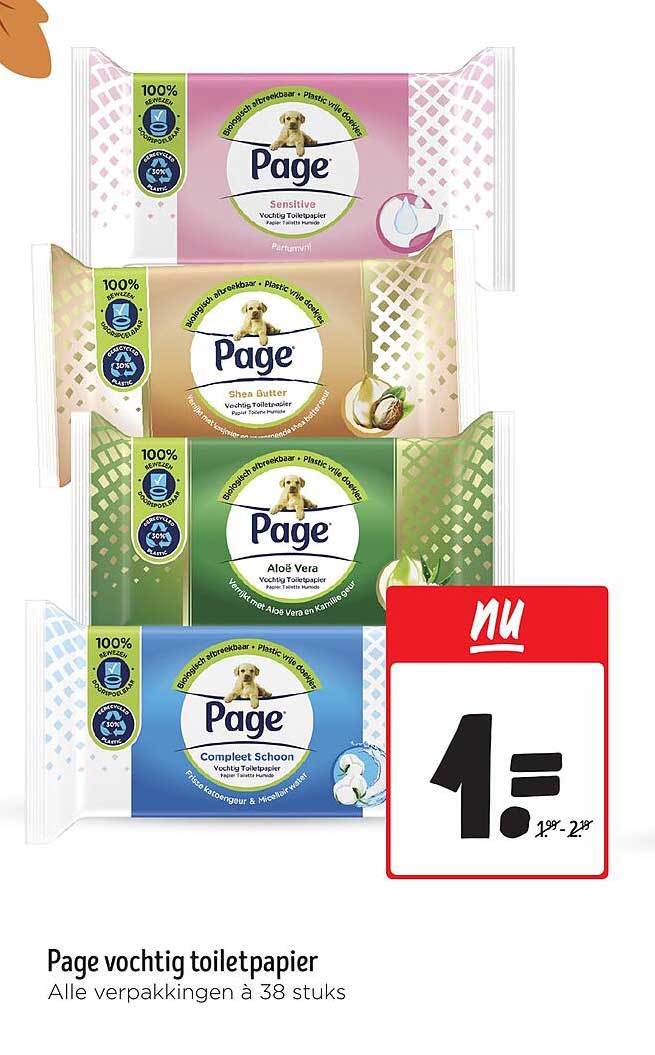 Page vochtig toiletpapier