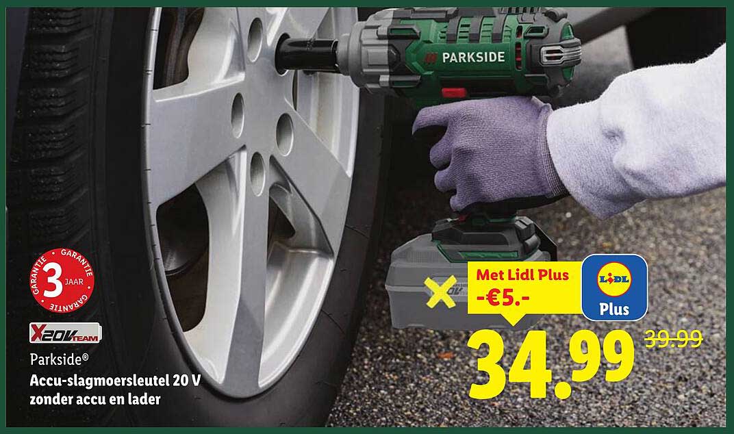 Parkside® Accu-slagmoersleutel 20 V zonder accu en lader