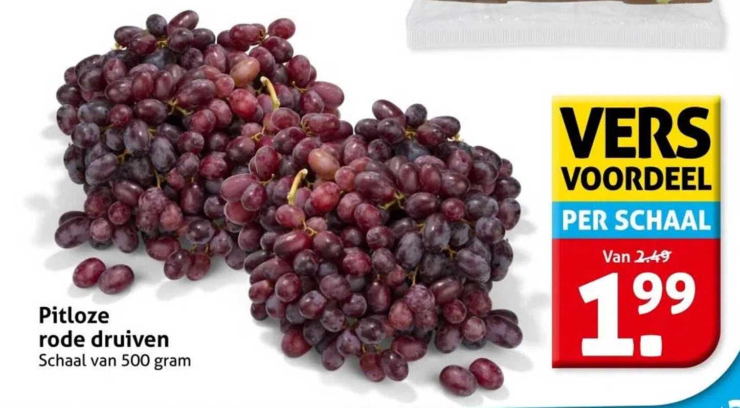 Pitloze rode druiven Schaal van 500 gram