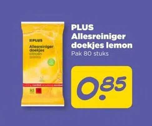 PLUS Allesreiniger doekjes lemon Pak 80 stuks