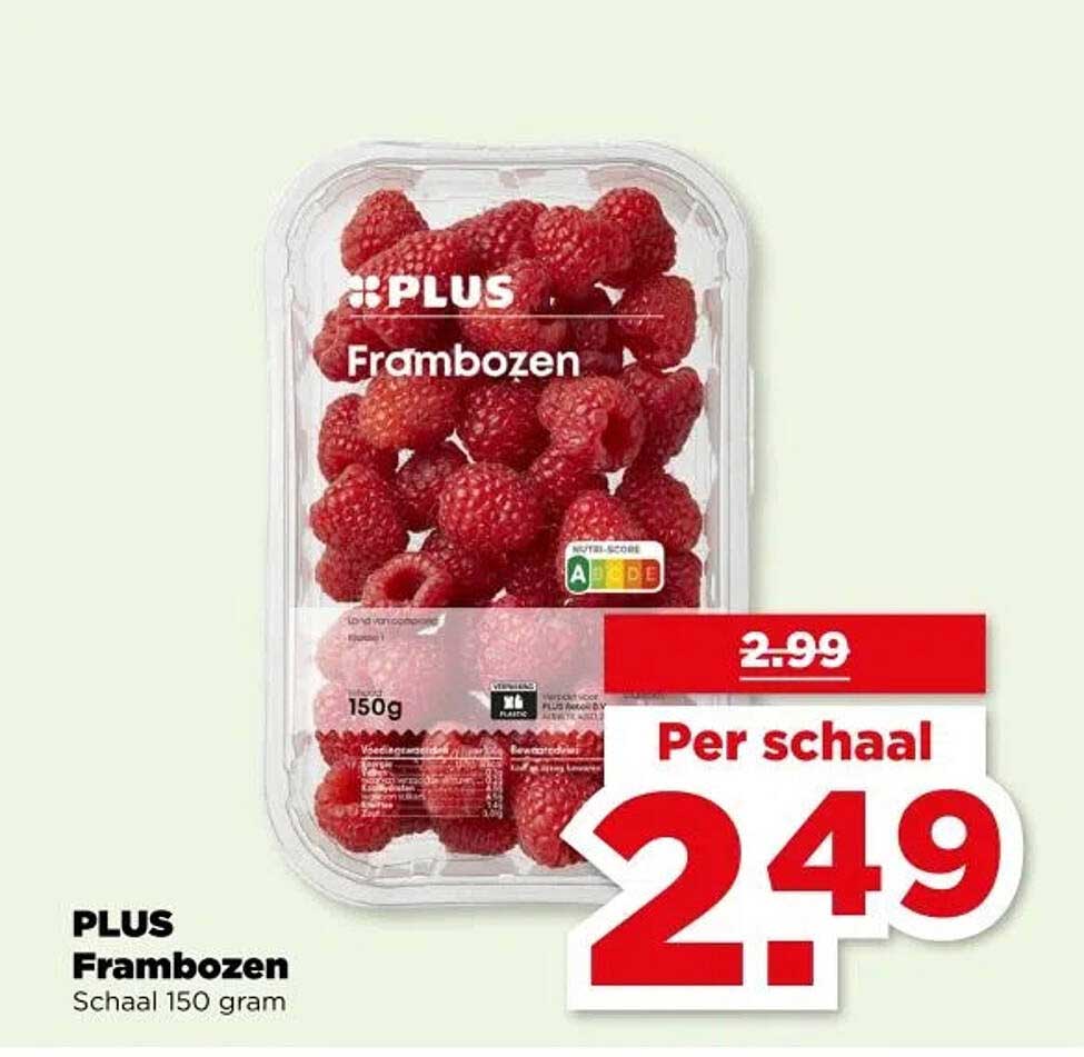 PLUS Frambozen Schaal 150 gram