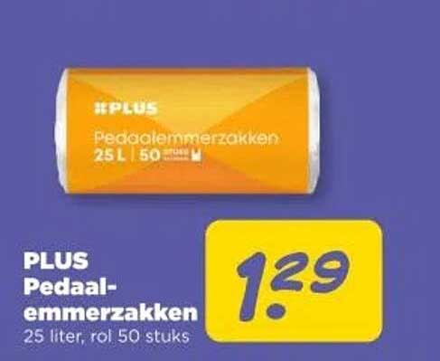 PLUS Pedalemmerzakken 25 liter, rol 50 stuks