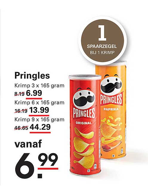 Pringles Krimp 3 x 165 gram, van 8.19 voor 6.99