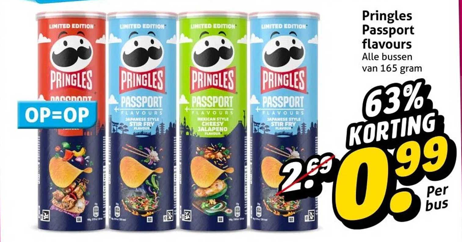 Pringles Passport flavours Alle bussen van 165 gram