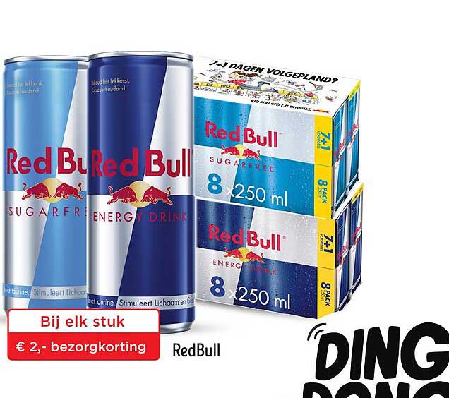 Red Bull Energy Drink en Sugarfree - 8 x 250 ml