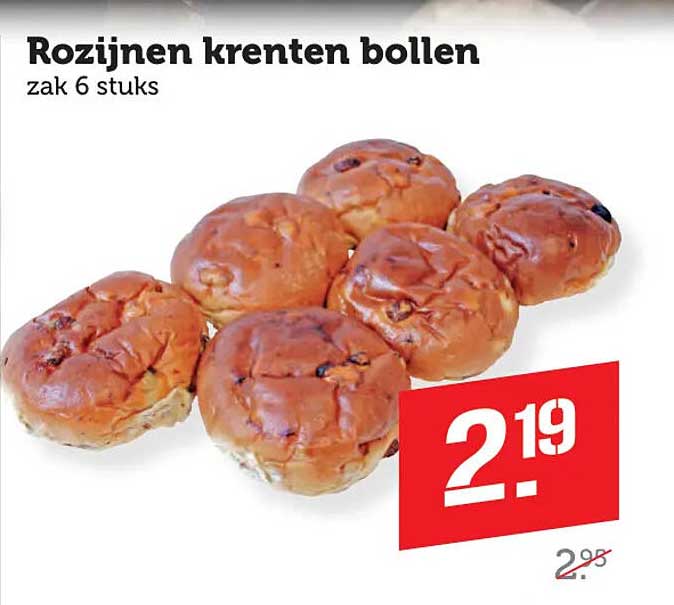 Rozijnen krenten bollen zak 6 stuks