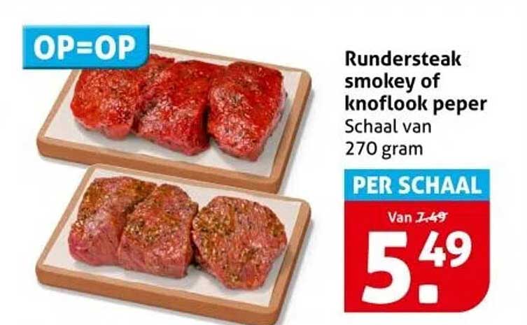 Rundersteak smokey of knoflook peper