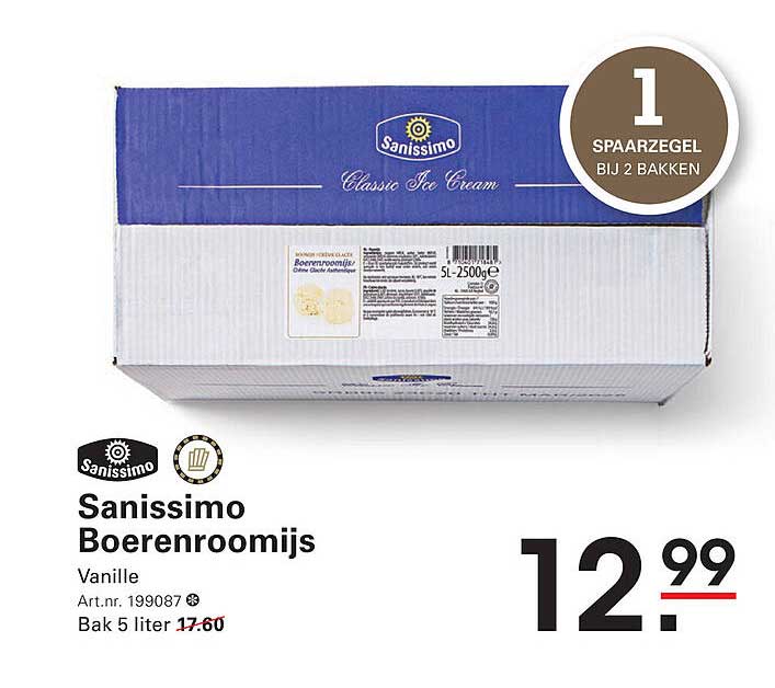 Sanissimo Boerenroomijs Vanille 5 liter