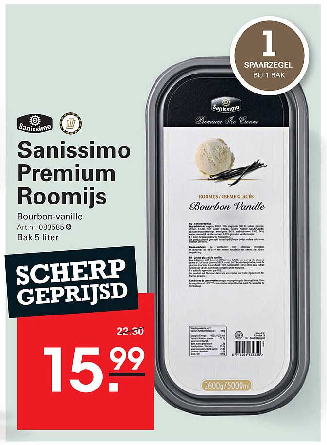 Sanissimo Premium Roomijs Bourbon-vanille