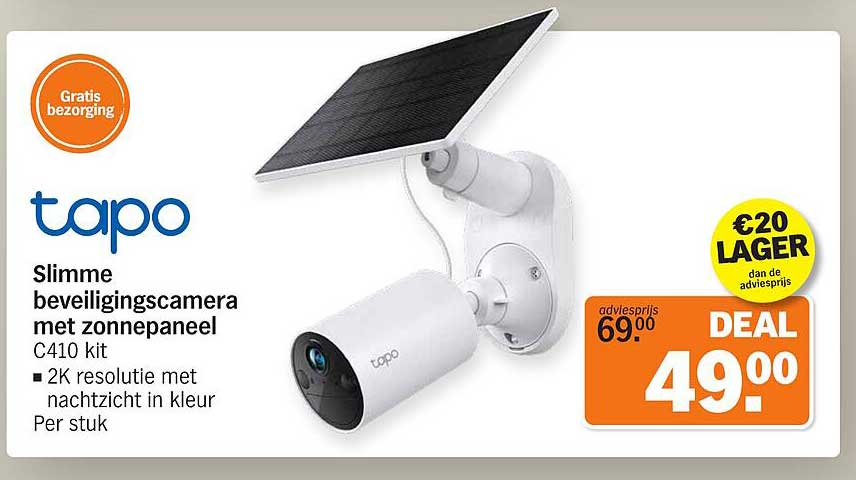 Slimme beveiligingscamera met zonnepaneel C410 kit