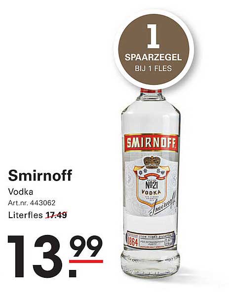 Smirnoff Vodka Literfles