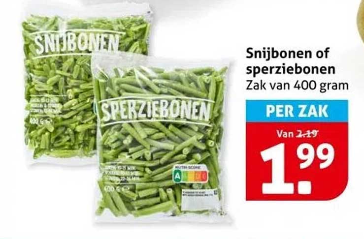 Snijbonen of sperziebonen zak van 400 gram