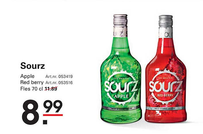 Sourz Apple en Red Berry 70 cl