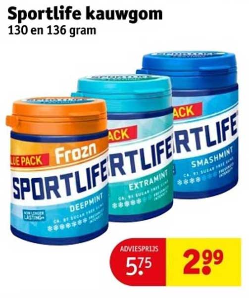 Sportlife kauwgom 130 en 136 gram
