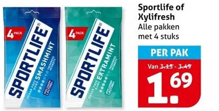 Sportlife of Xylifresh Alle pakken met 4 stuks