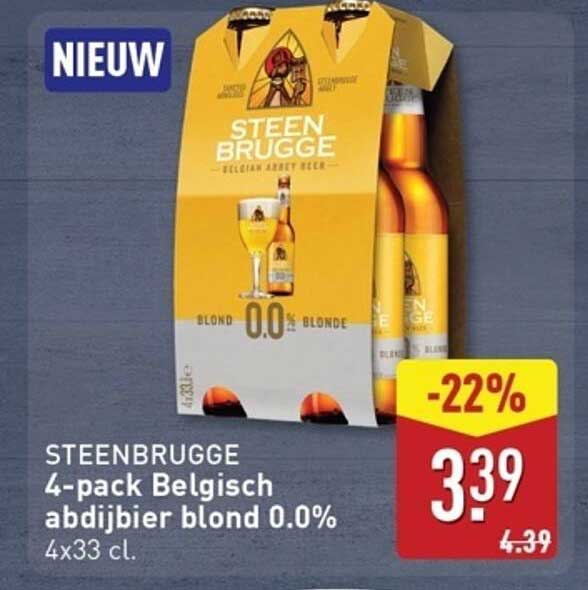 STEENBRUGGE 4-pack Belgisch abdijbier blond 0.0%