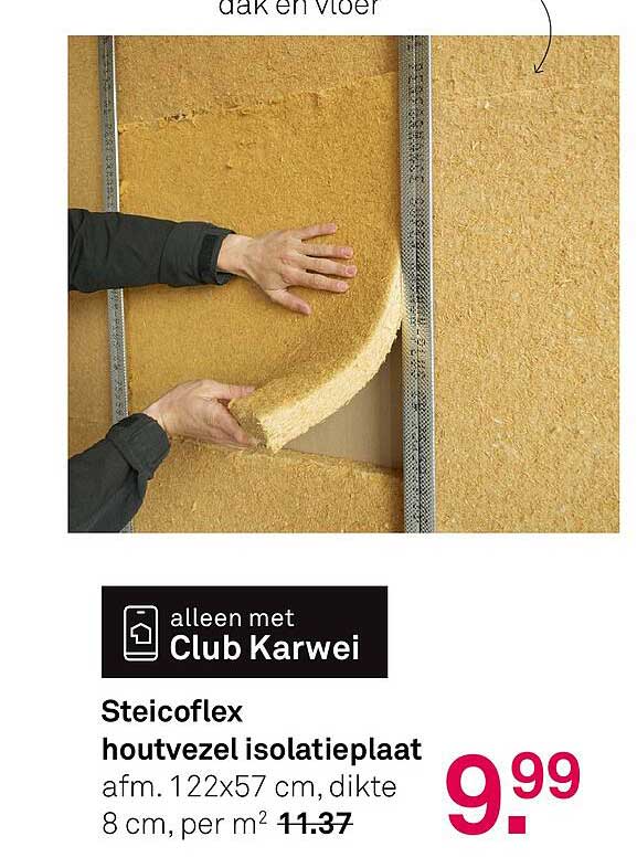 Steicoflex houtvezel isolatieplaat afm. 122x57 cm, dikte 8 cm, per m² 11.37